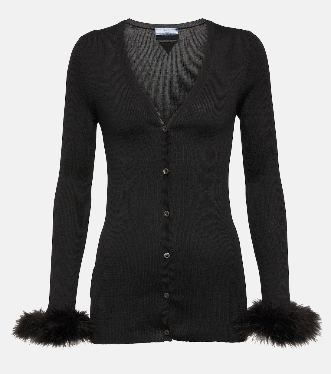 Cardigan en soie à plumes | Prada