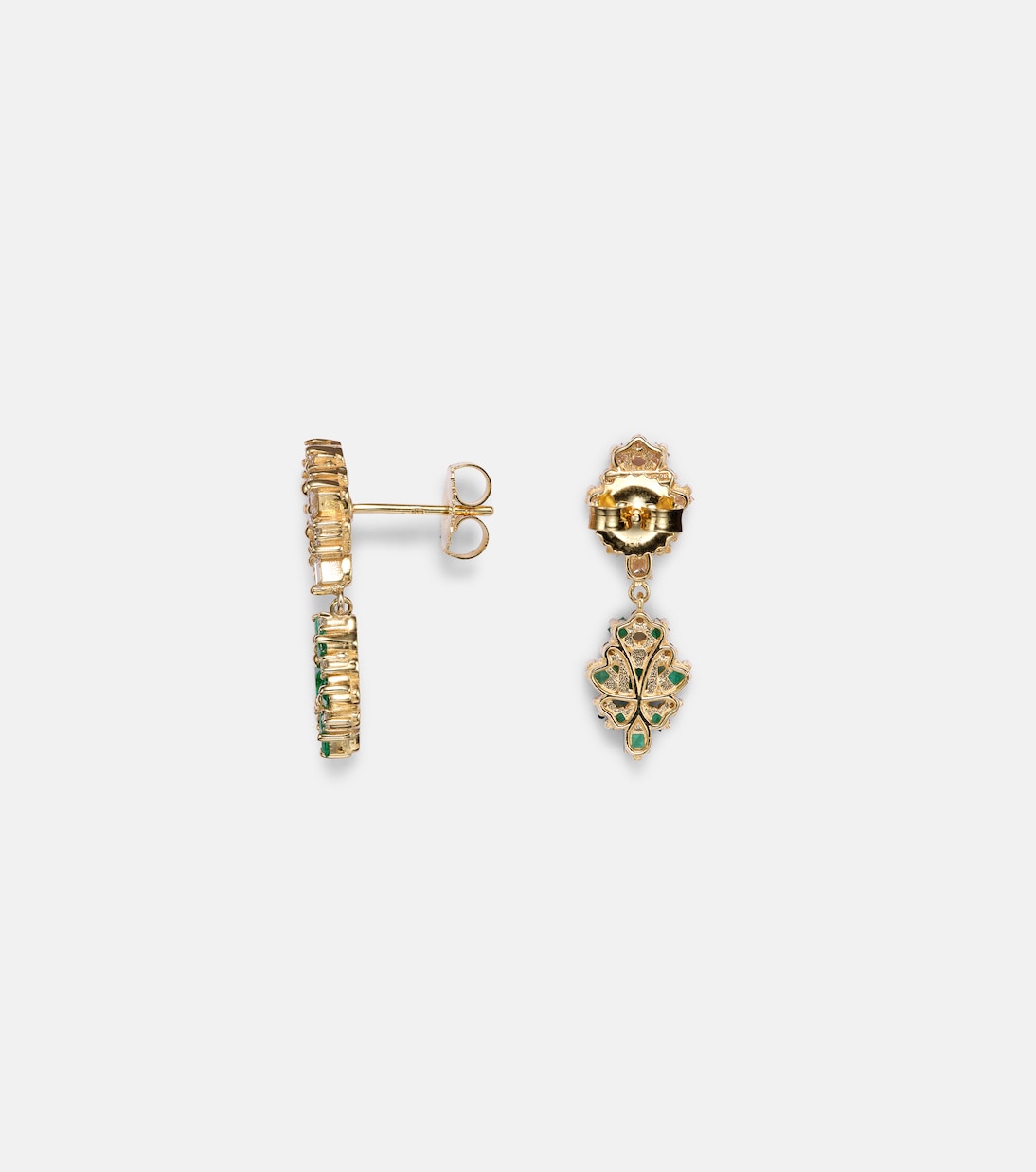 Orecchini pendenti SUZANNE KALAN La Fantaisie in oro 18kt con diamanti e smeraldi per uno stile giovane e raffinato