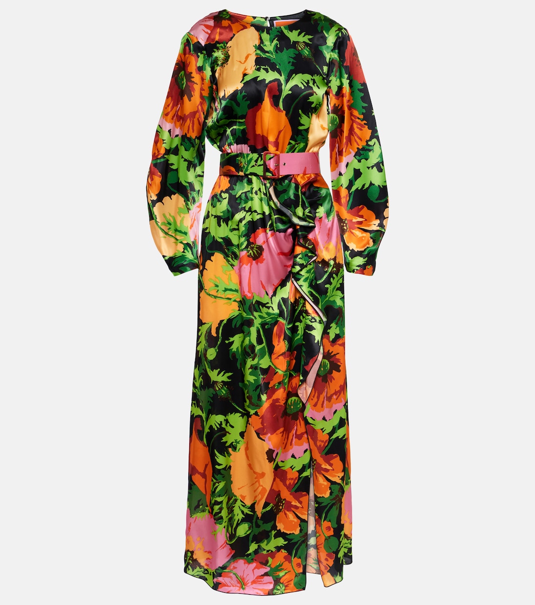 Bedrucktes Maxikleid Penny aus Satin | La DoubleJ