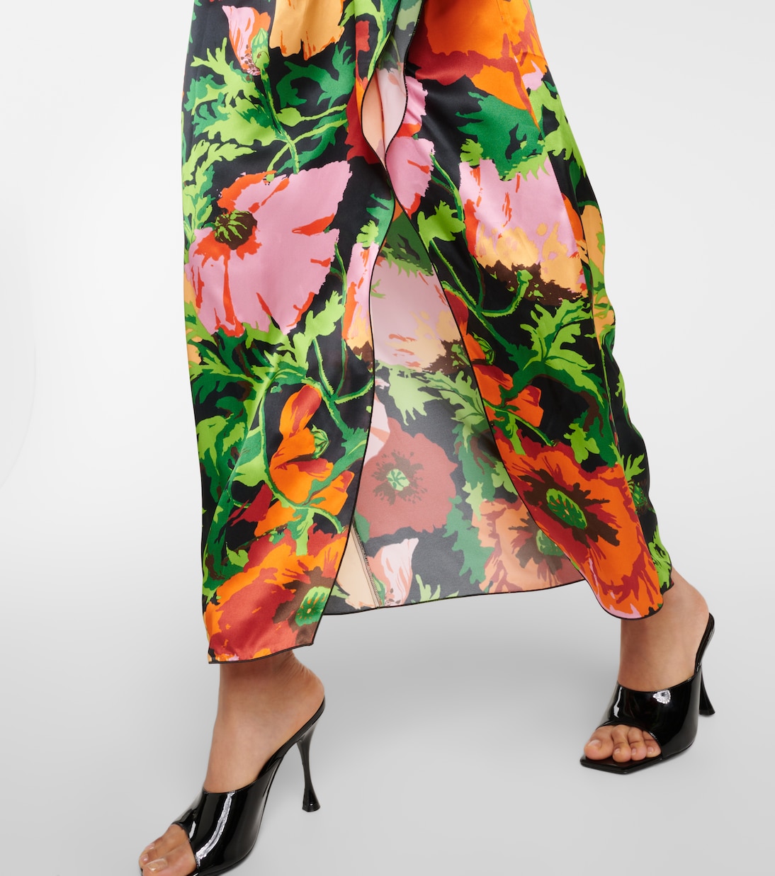 Bedrucktes Maxikleid Penny aus Satin | La DoubleJ