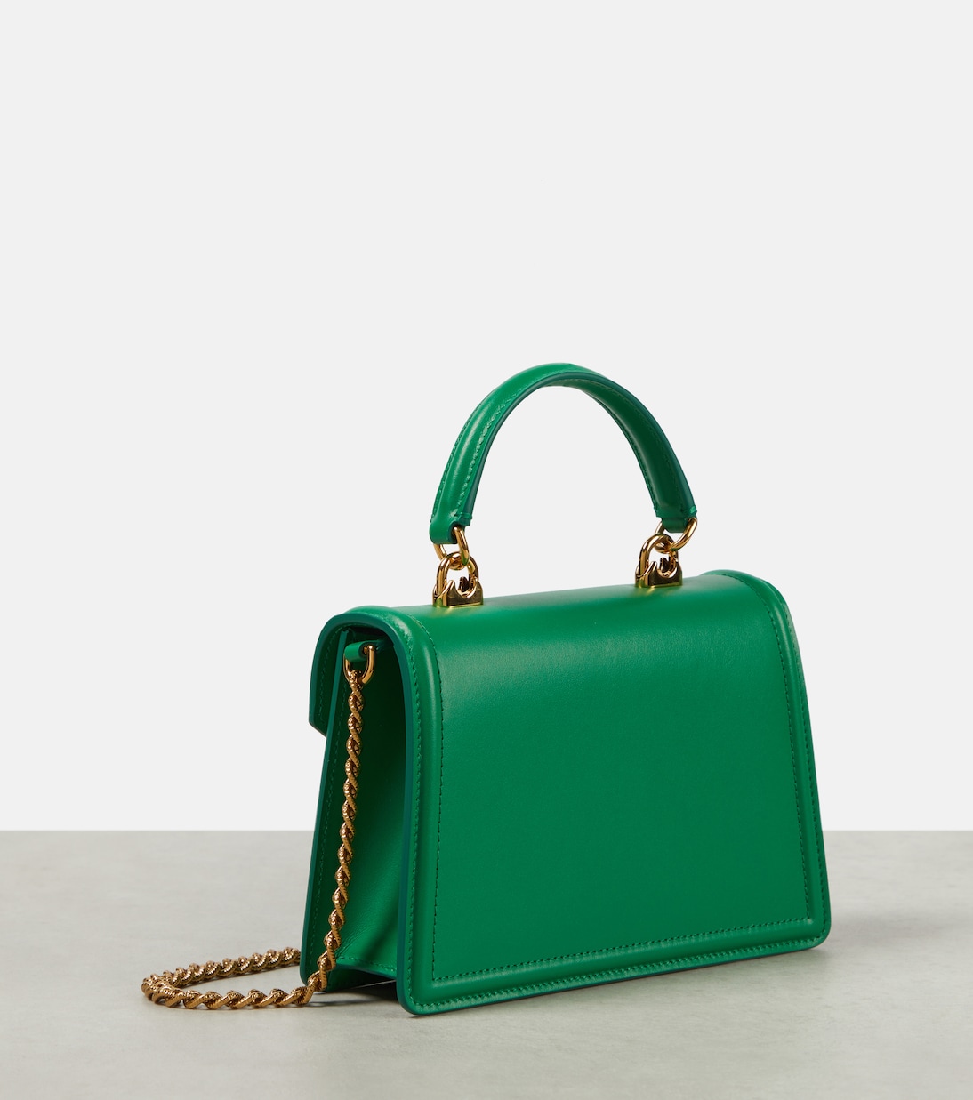 Devotion Small leather shoulder bag in green - Dolce Gabbana