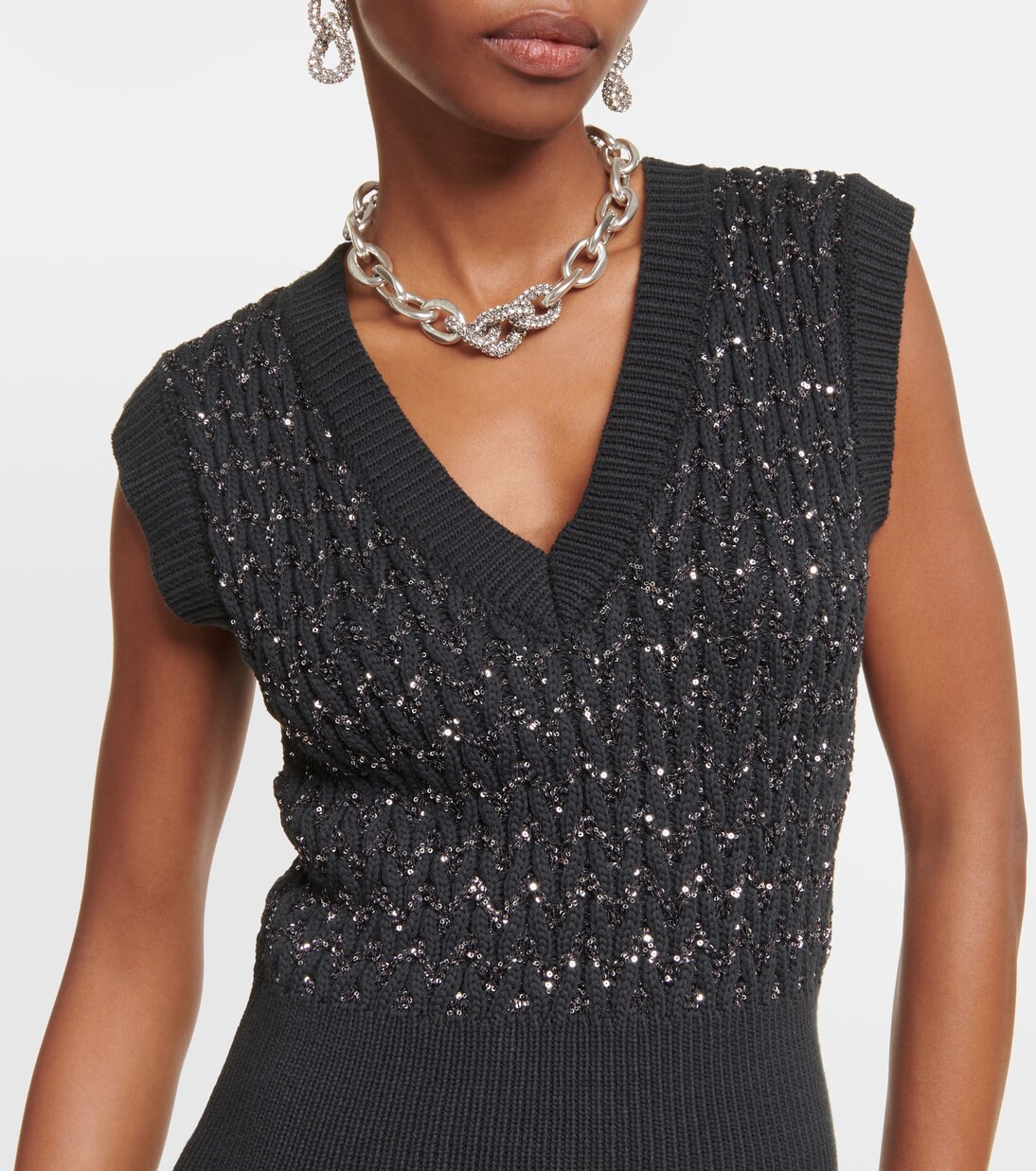 Beaded Sequined Knit Sweater