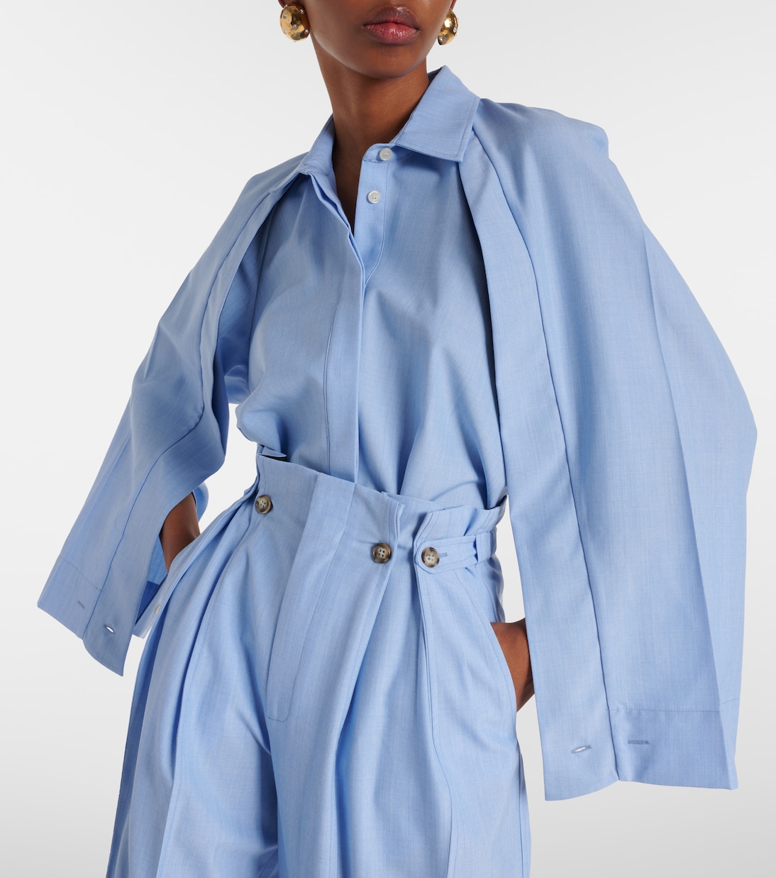 Blusa in lana vergine con mantella | Victoria Beckham
