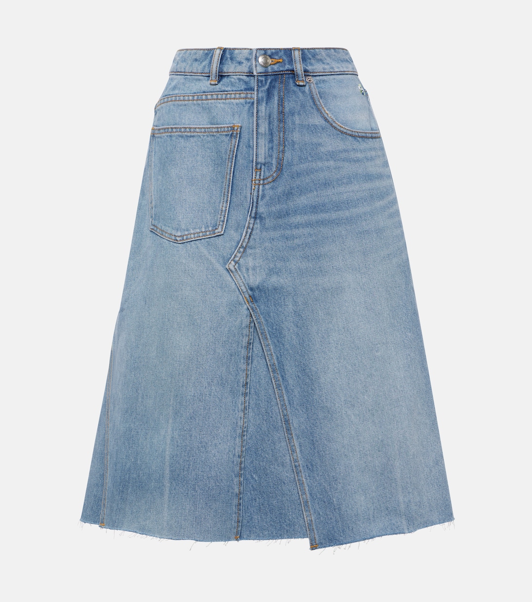 Deconstructed denim midi skirt | Tory Burch