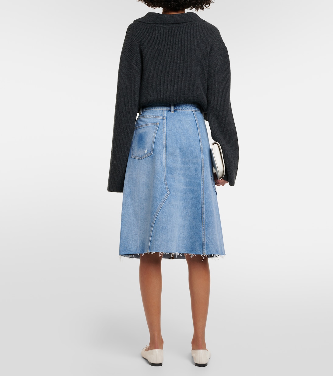 Deconstructed denim midi skirt | Tory Burch