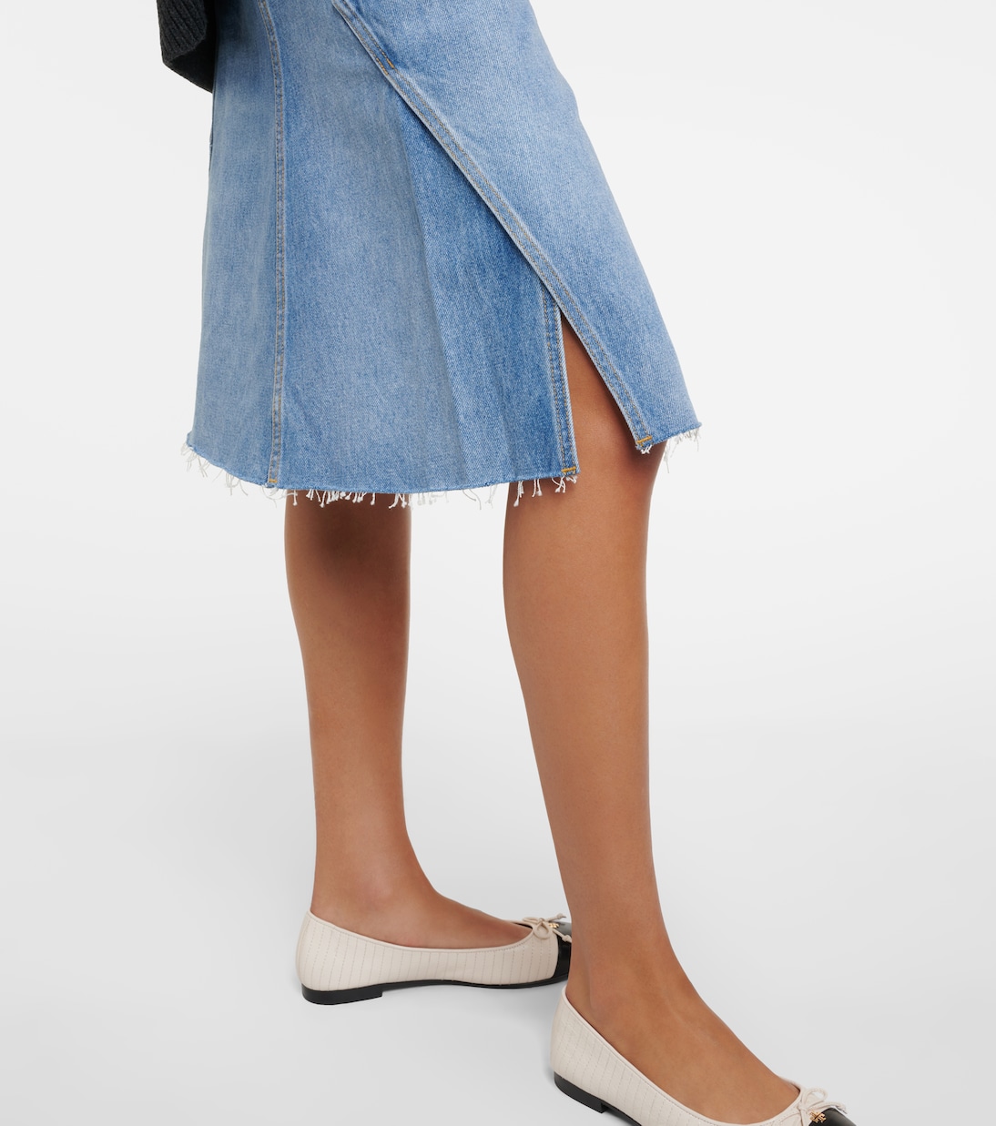 Deconstructed denim midi skirt | Tory Burch