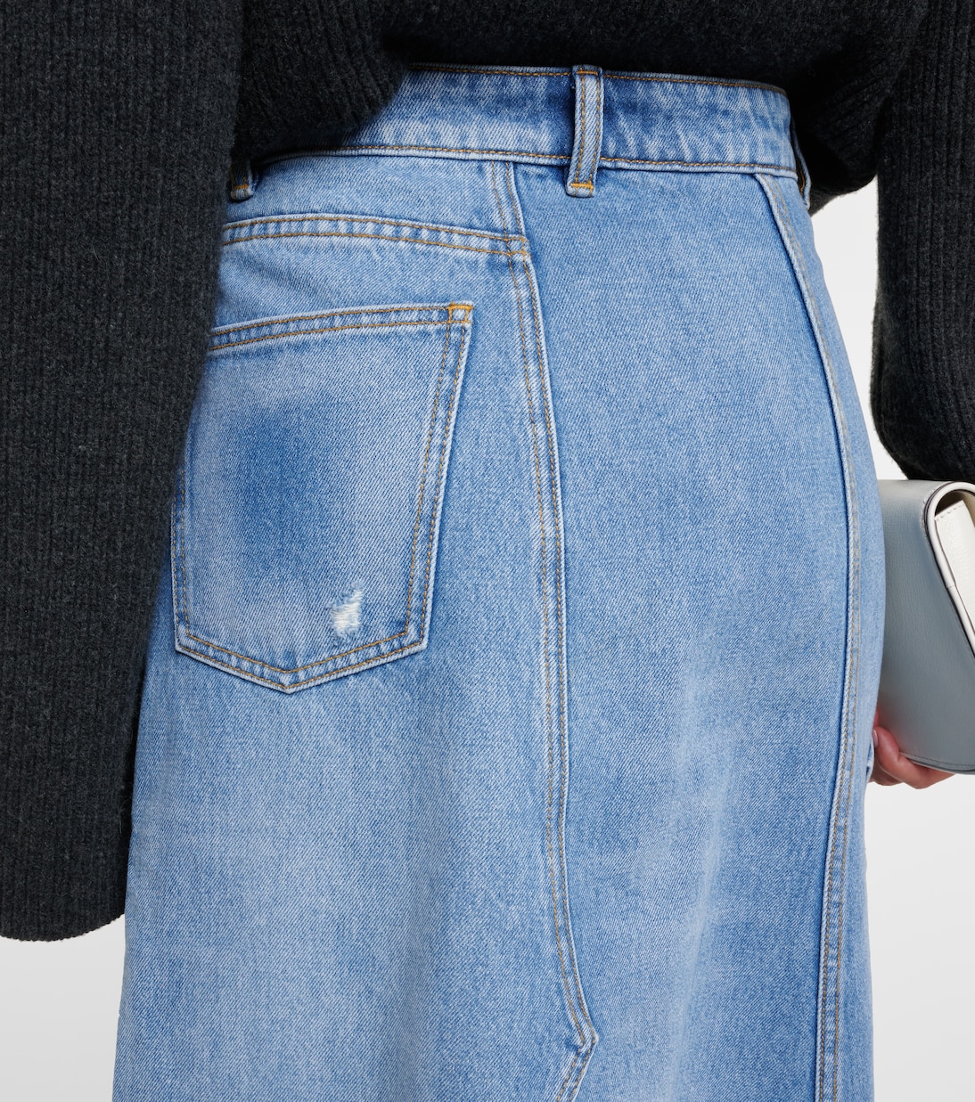 Deconstructed denim midi skirt | Tory Burch