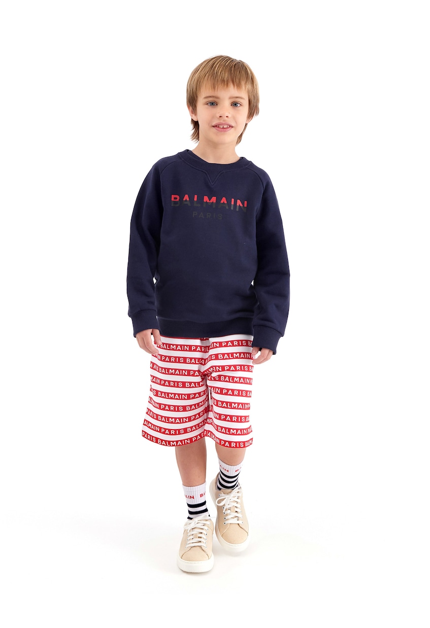 Felpa in jersey di cotone con logo | Balmain Kids