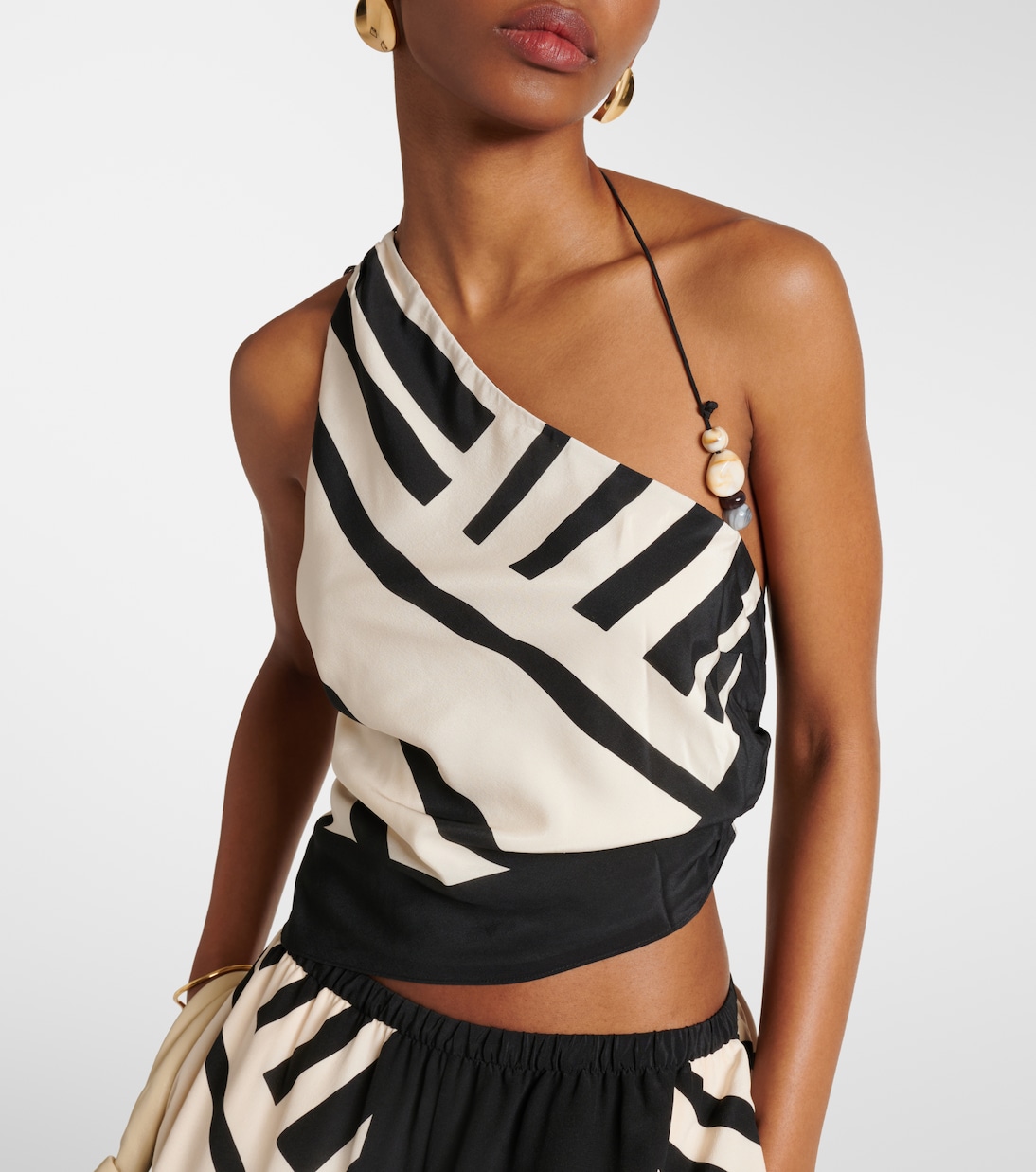 Top cropped monospalla Arte in raso di seta | SIR