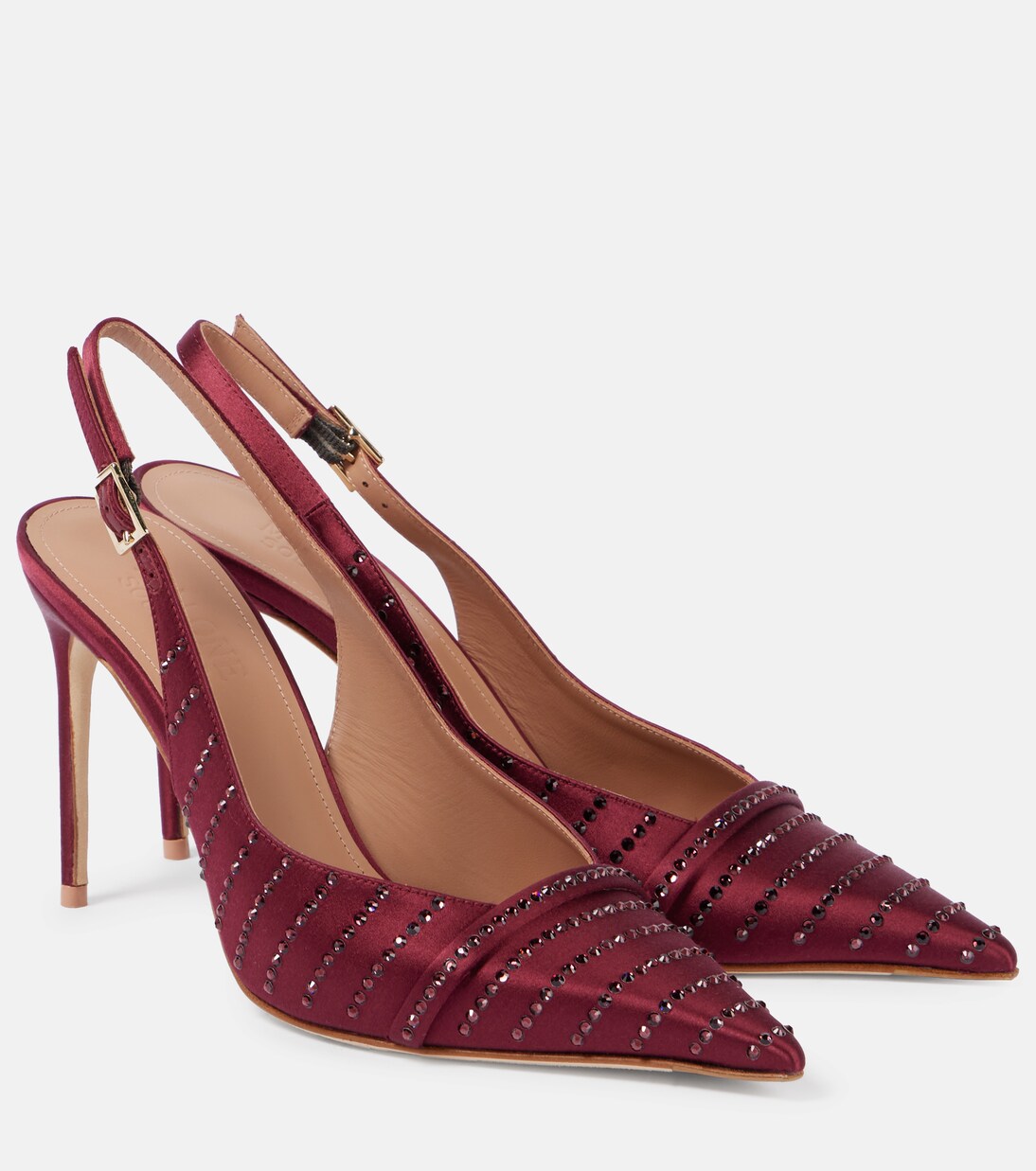 burgundy embellished heels