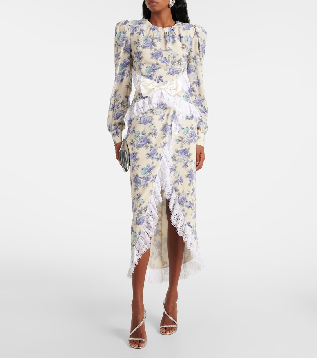 Maxikleid aus Seide mit Spitze | Alessandra Rich