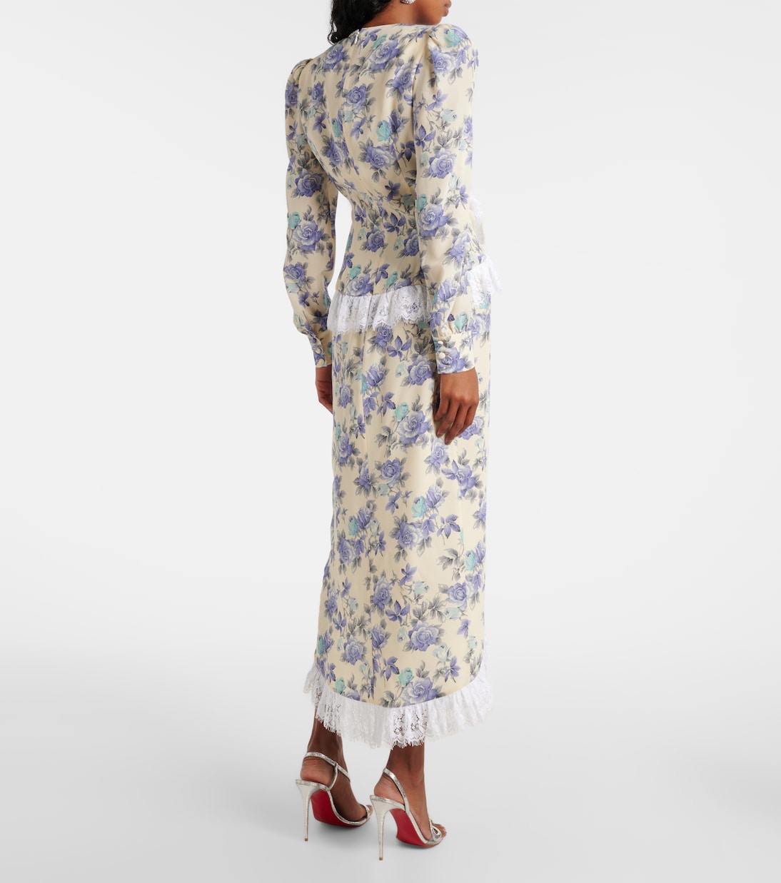 Maxikleid aus Seide mit Spitze | Alessandra Rich