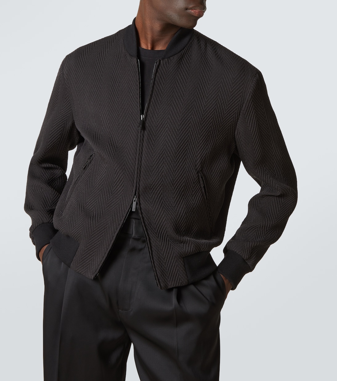 Chevron silk-blend blouson | Giorgio Armani