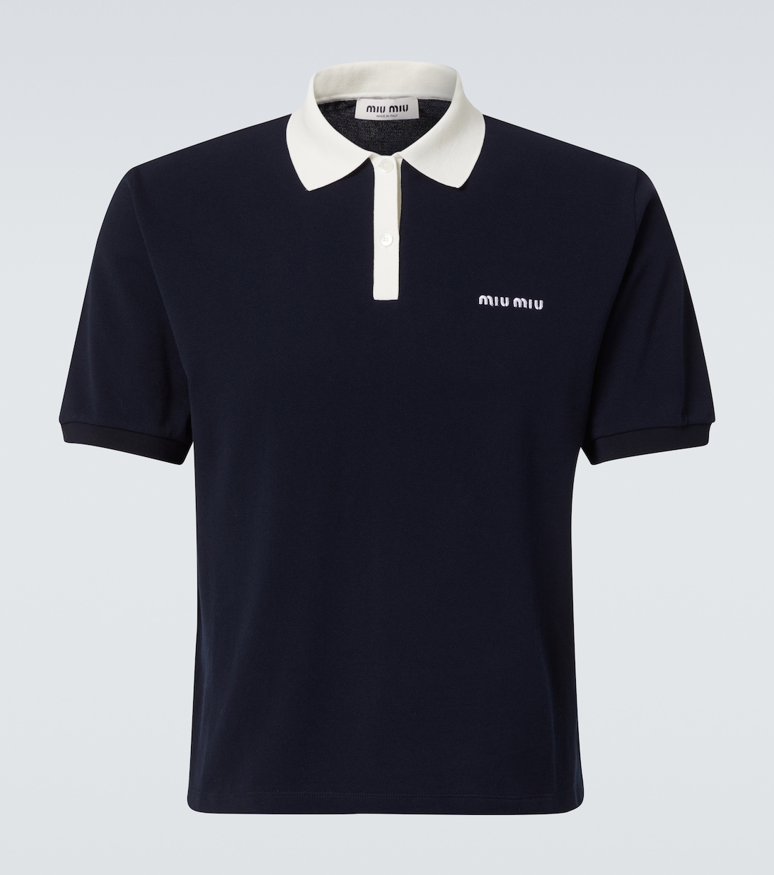Polo raccourci en coton à logo | Miu Miu