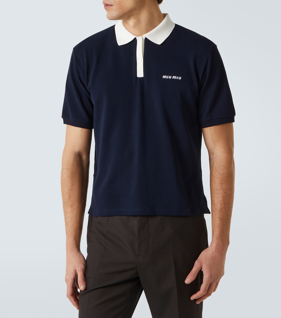 Polo raccourci en coton à logo | Miu Miu