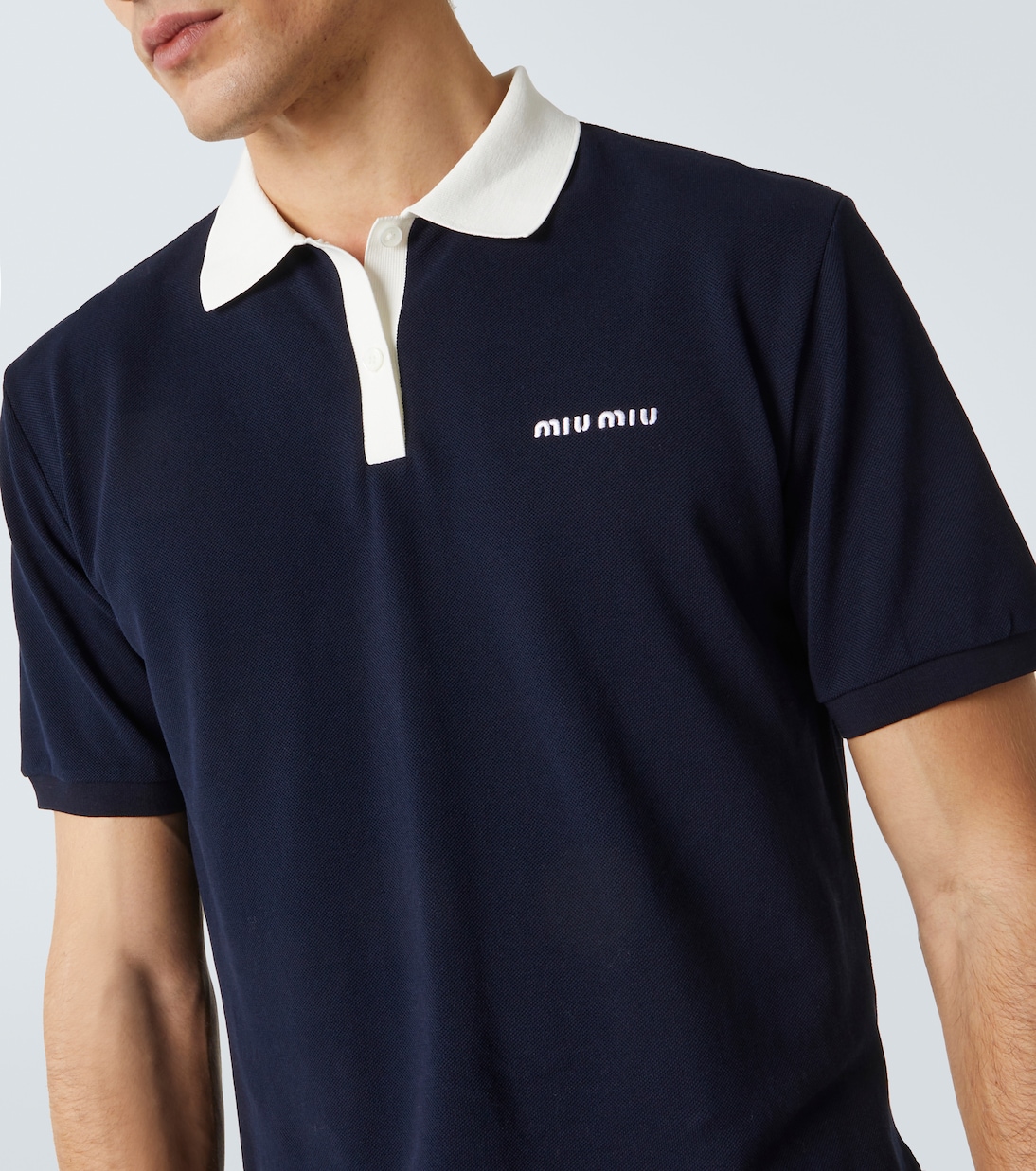 Polo raccourci en coton à logo | Miu Miu