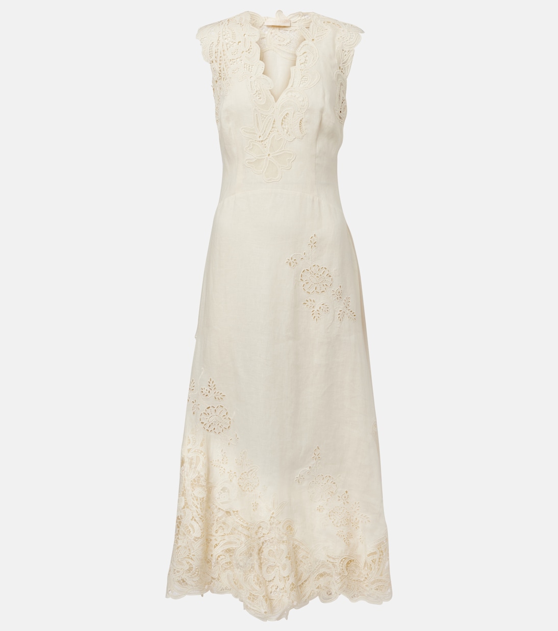 Vestido largo Olivette de lino con encaje | Ulla Johnson