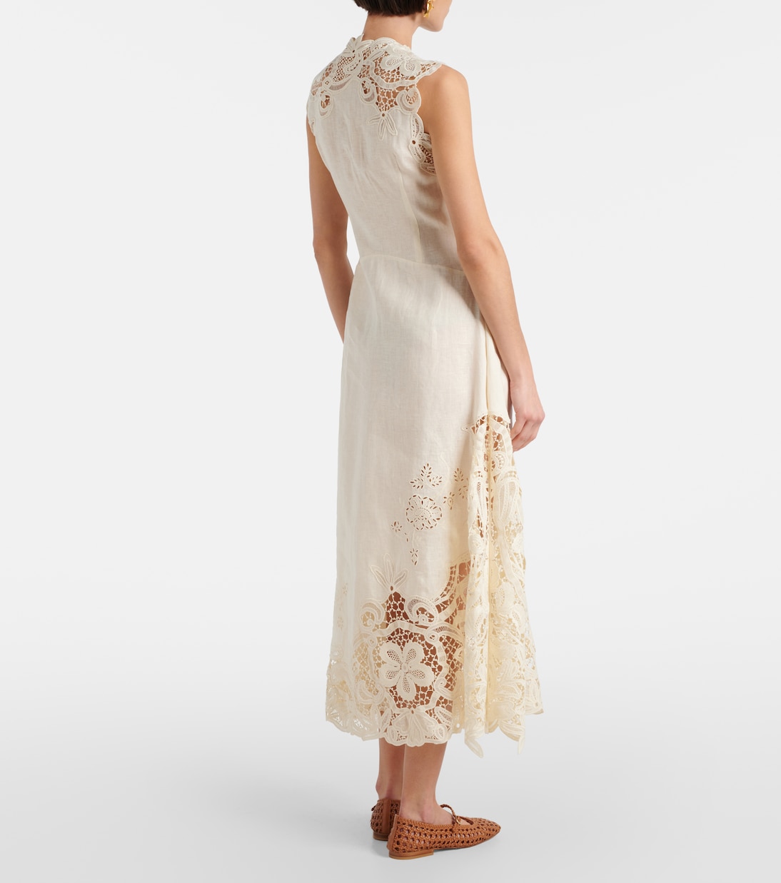 Vestido largo Olivette de lino con encaje | Ulla Johnson