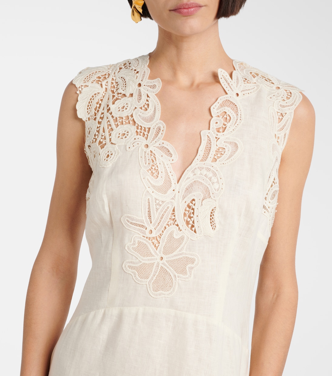 Vestido largo Olivette de lino con encaje | Ulla Johnson