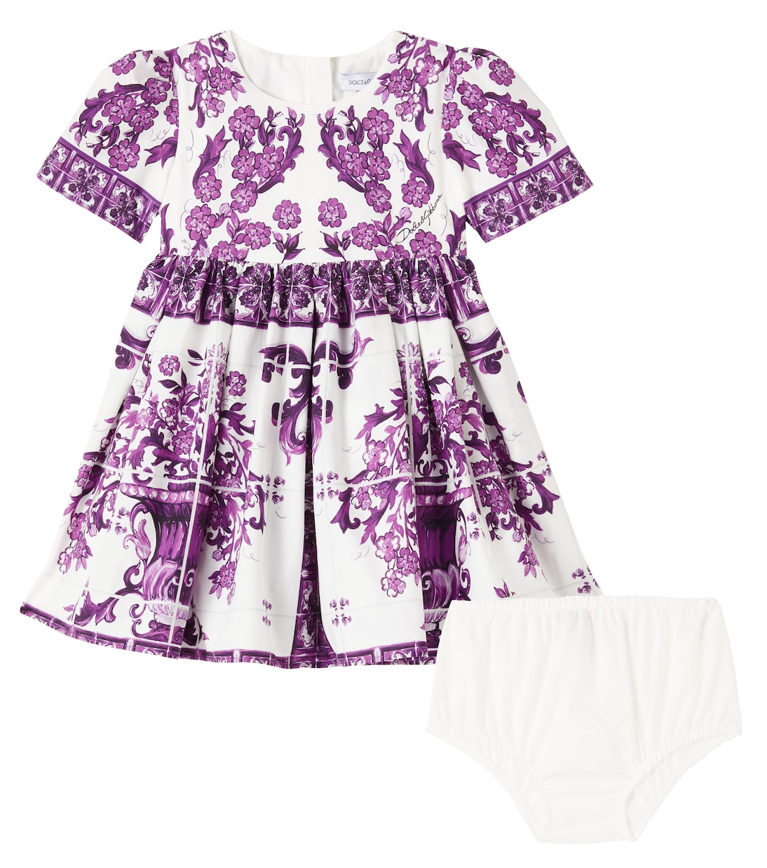 Baby Set Majolica aus Kleid und Höschen  | Dolce&Gabbana Kids