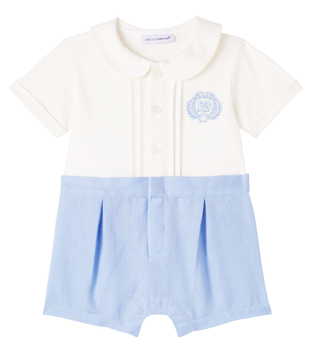 Baby - Body in cotone e lino con logo | Dolce&Gabbana Kids