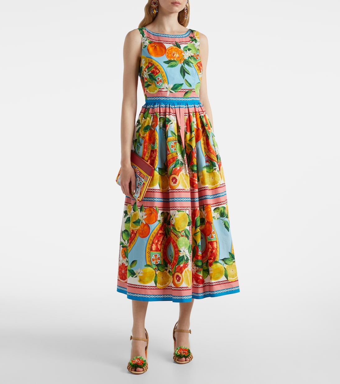 Abito midi in cotone con stampa | Dolce&Gabbana