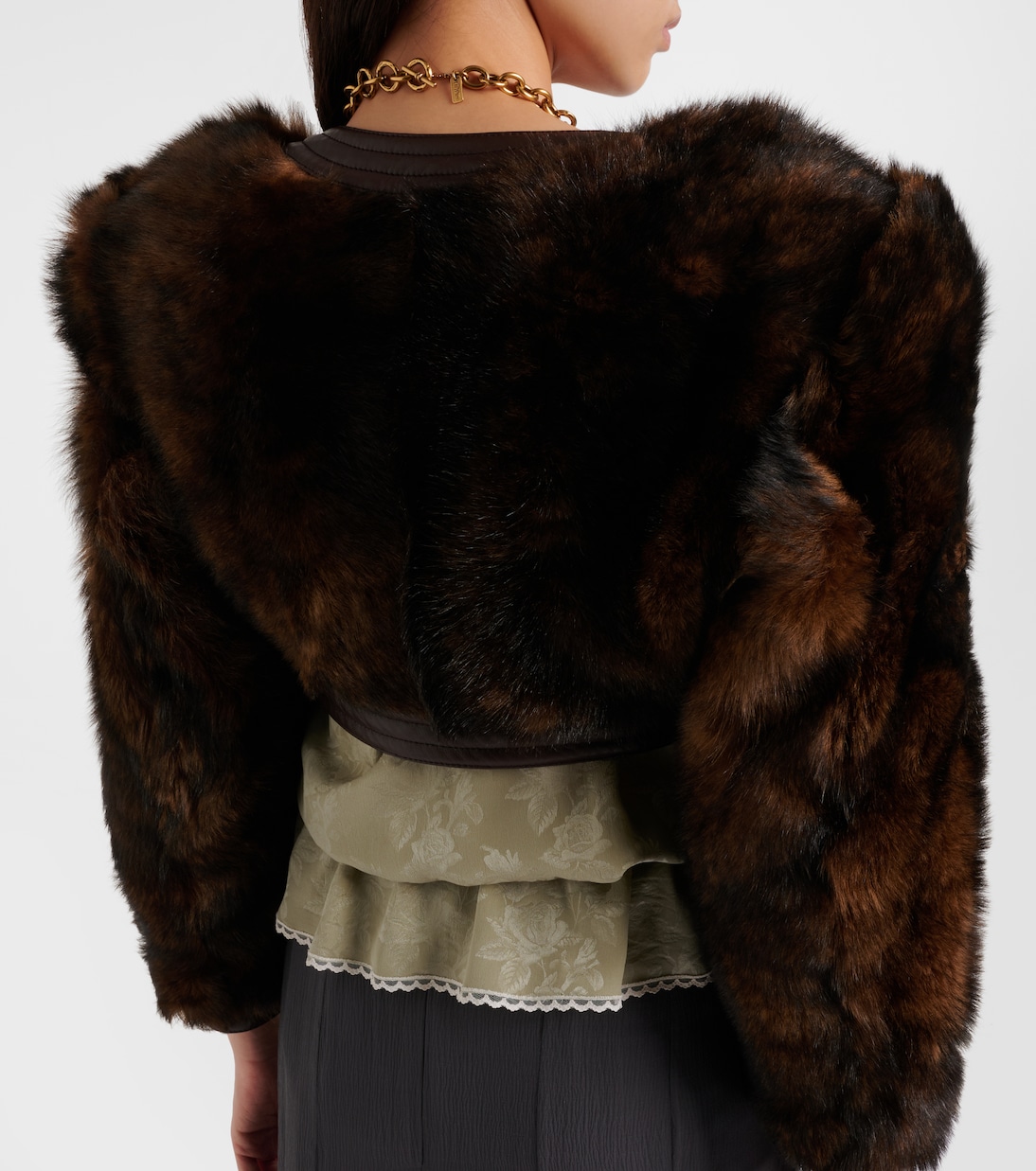 Leather-trimmed cropped shearling jacket | Chloé