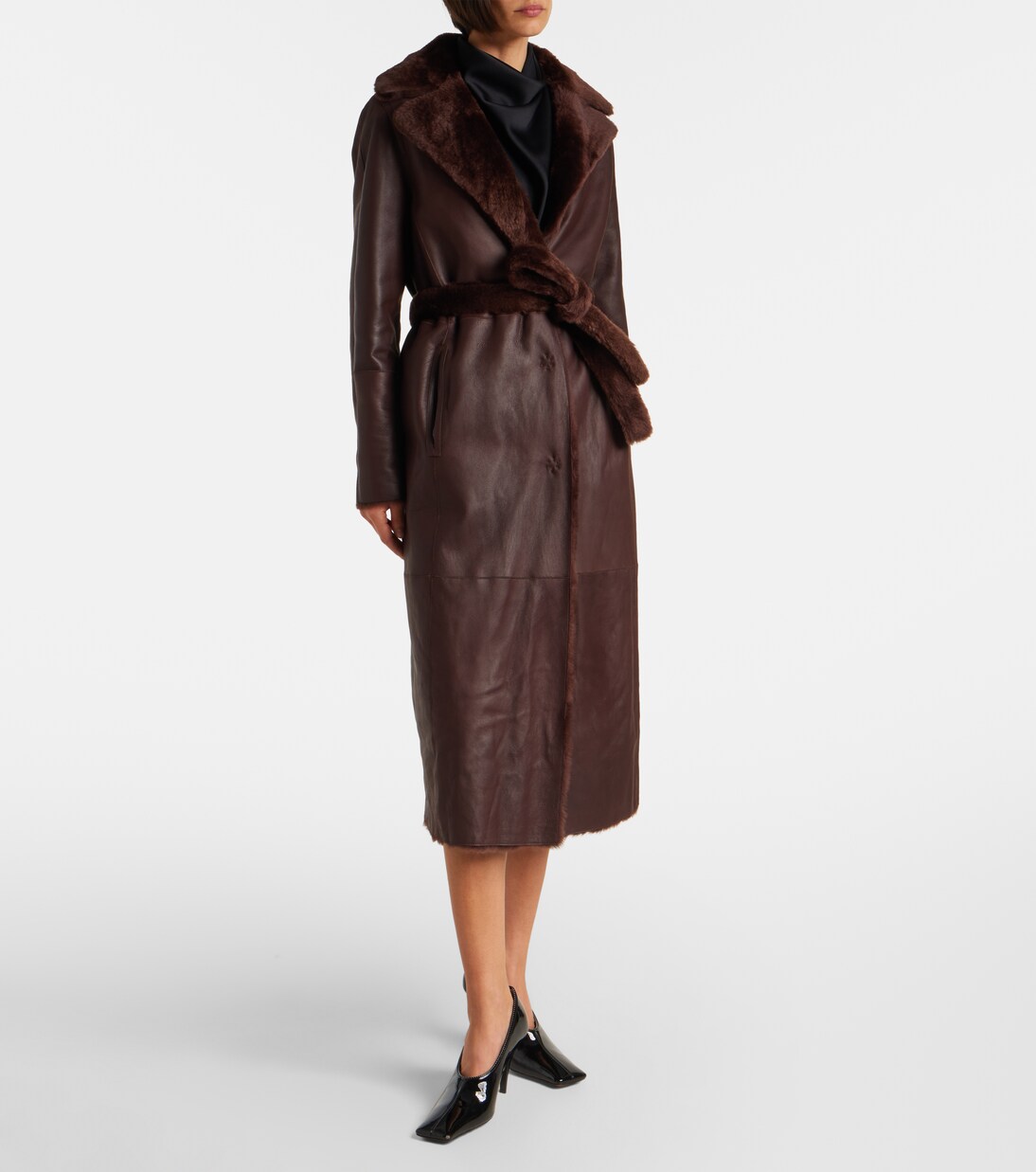 Belted reversible shearling coat | Yves Salomon