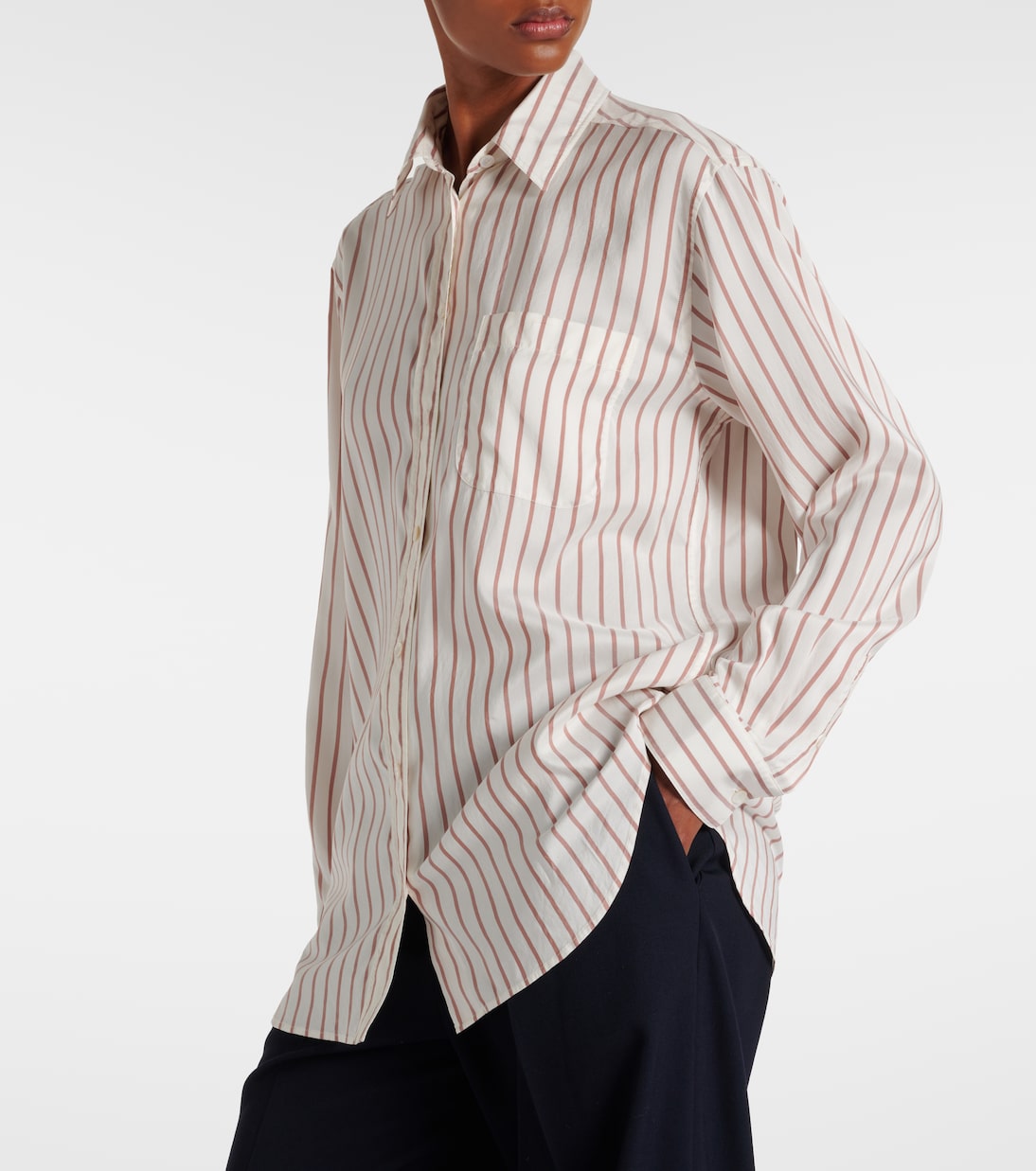 Gavina striped silk shirt | The Row