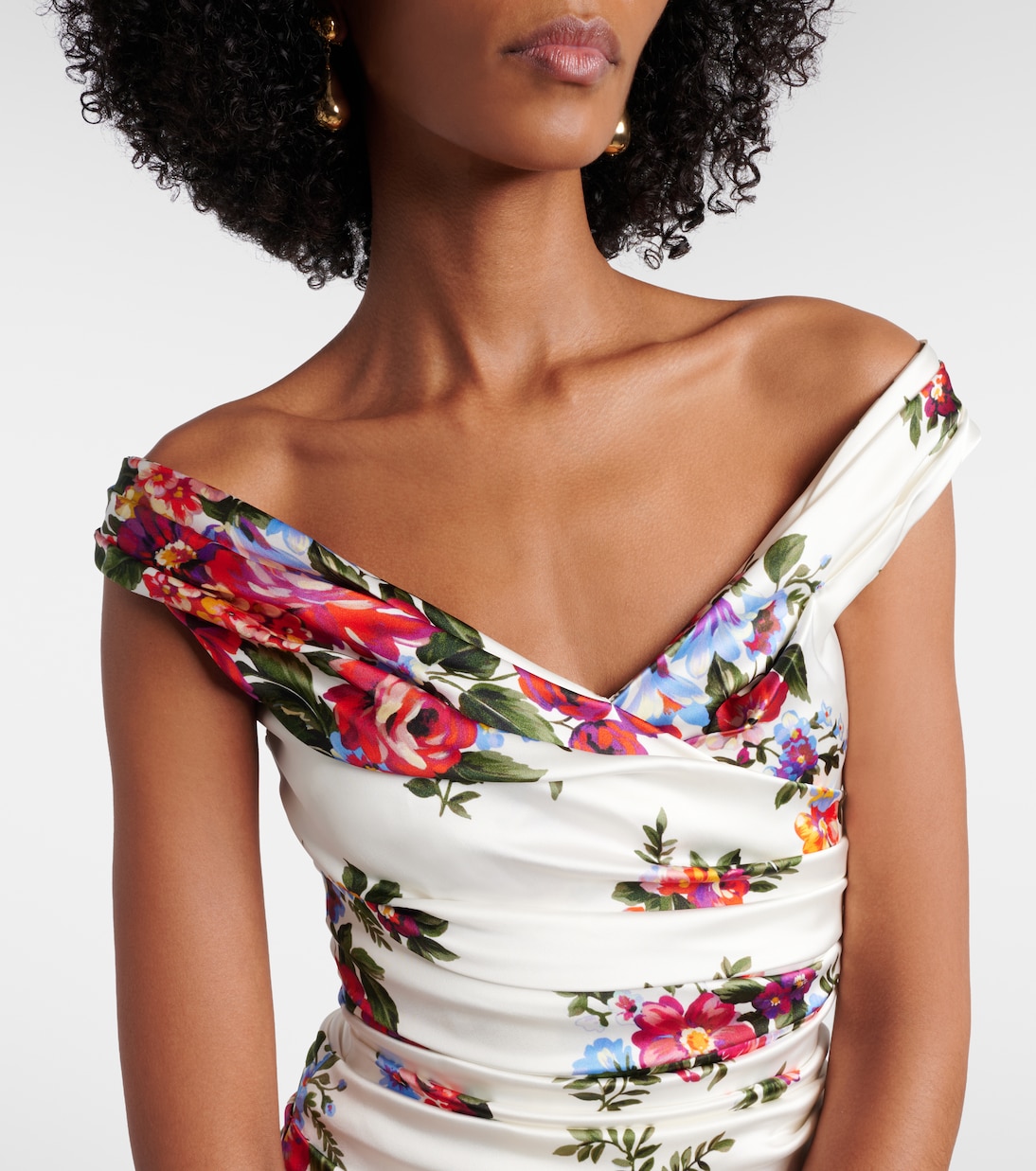 Draped floral satin midi dress | Dolce&Gabbana