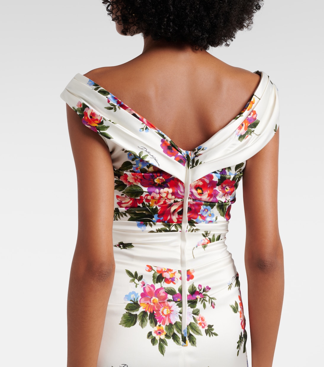 Draped floral satin midi dress | Dolce&Gabbana