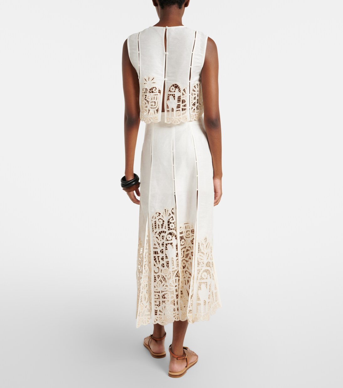 Rosemary linen-blend midi skirt | Alémais