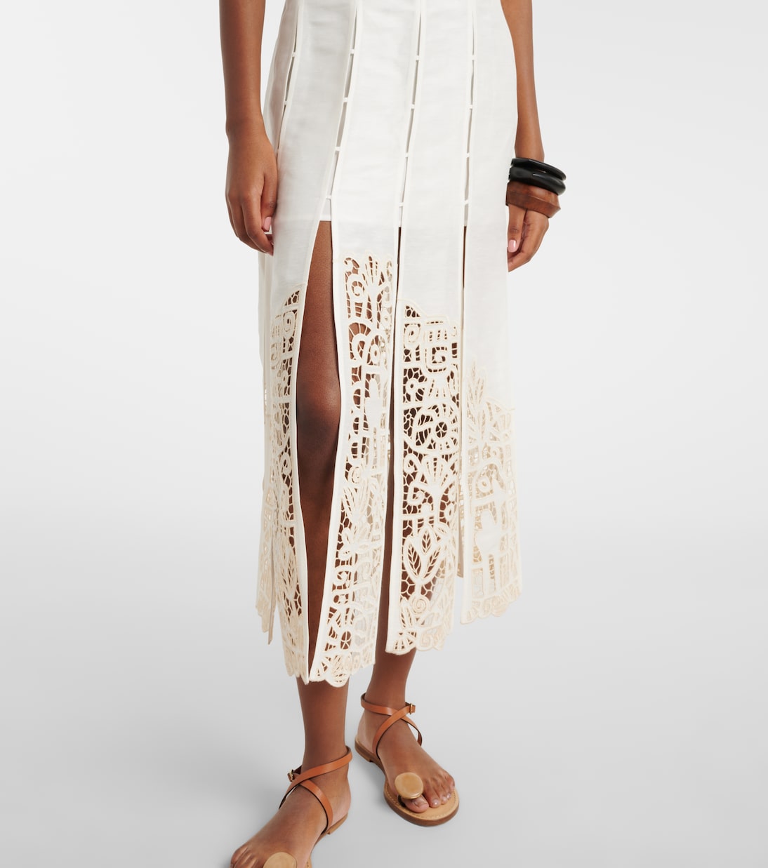 Rosemary linen-blend midi skirt | Alémais