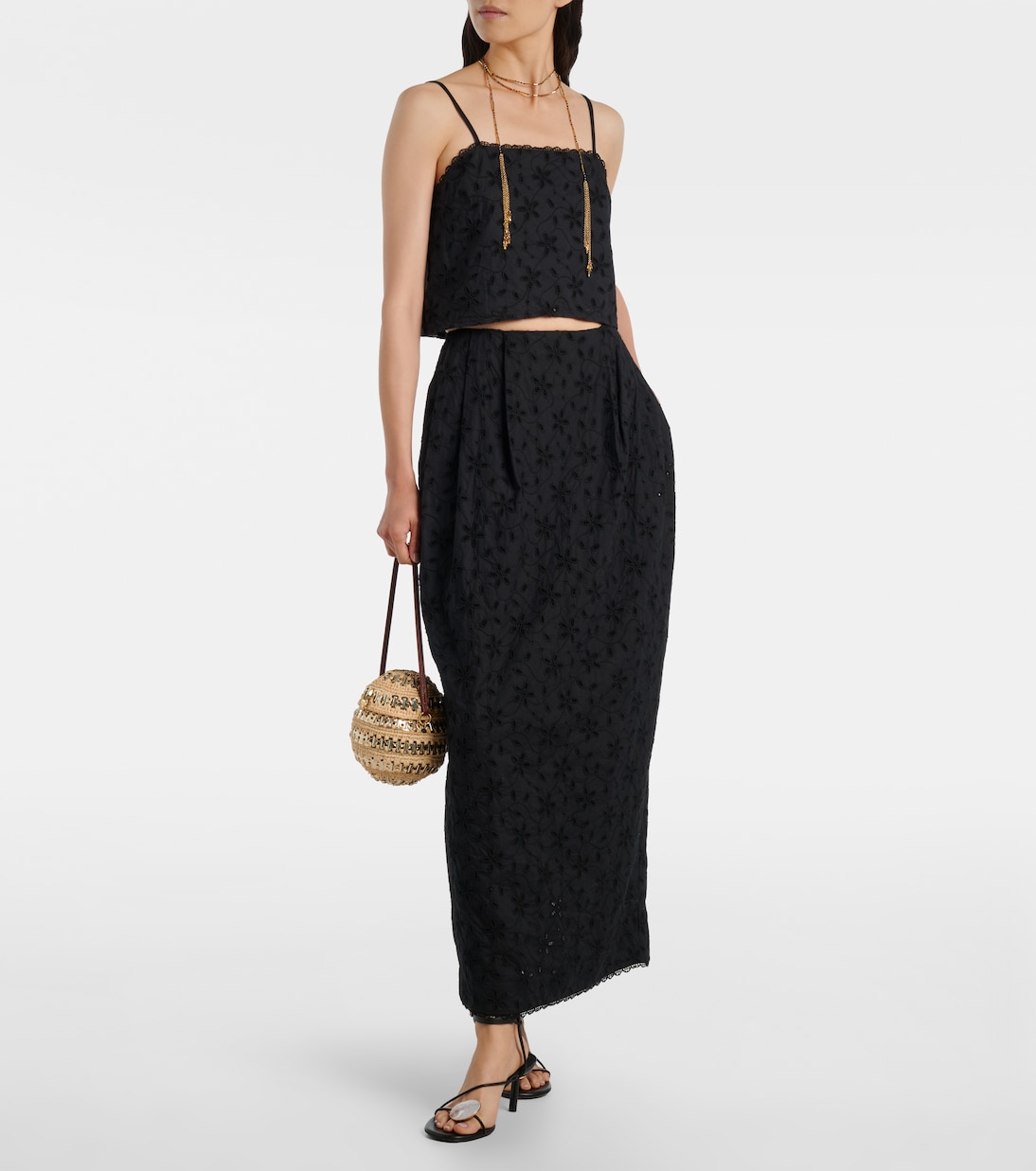 Salma embroidered cotton maxi skirt | Posse