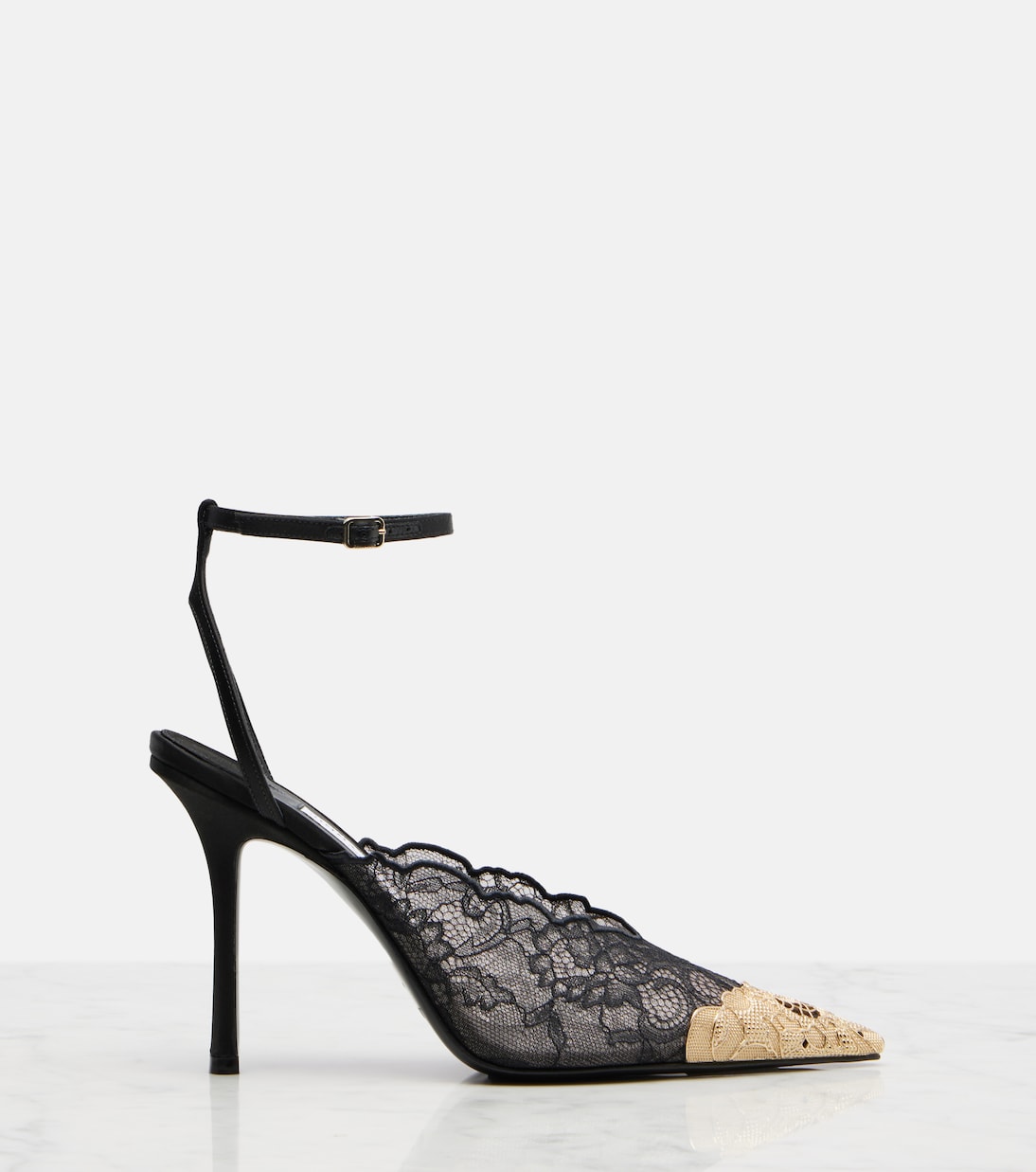 Pumps Faiz 100 in pizzo con finiture in pelle | Jimmy Choo