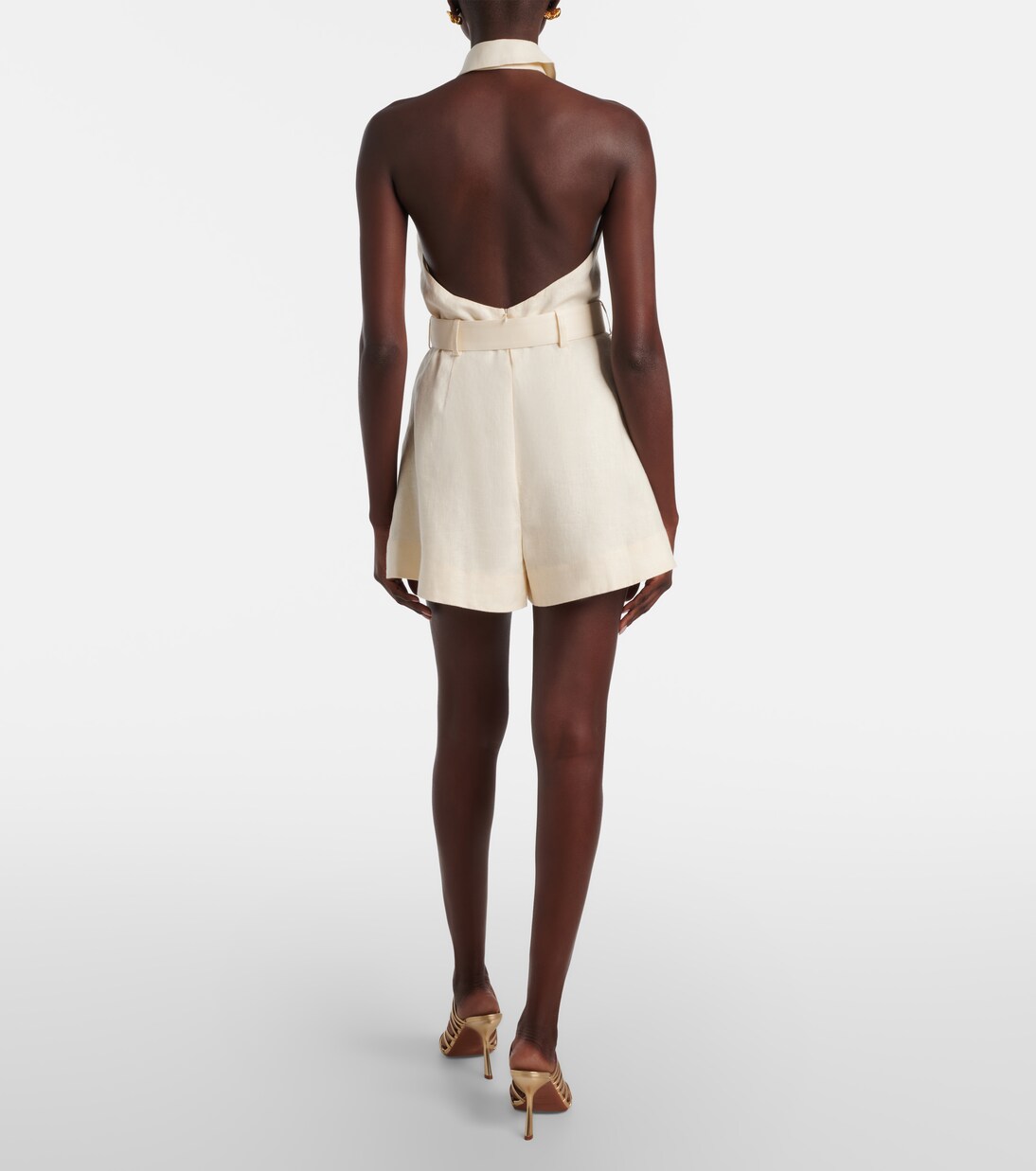 Awaken halterneck linen romper | Zimmermann