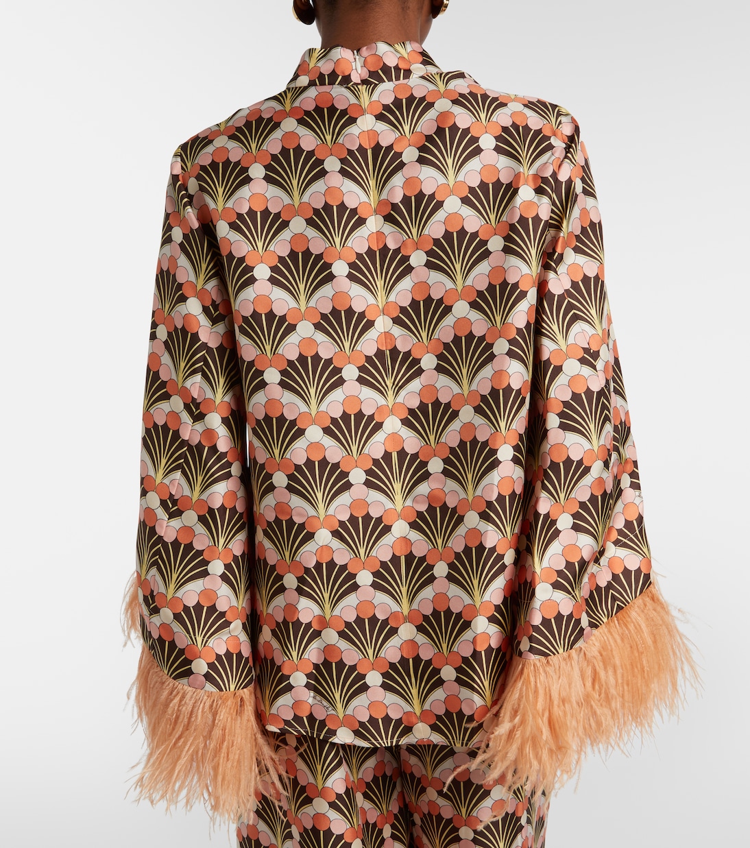 Make An Exit feather-trimmed silk twill top | La DoubleJ