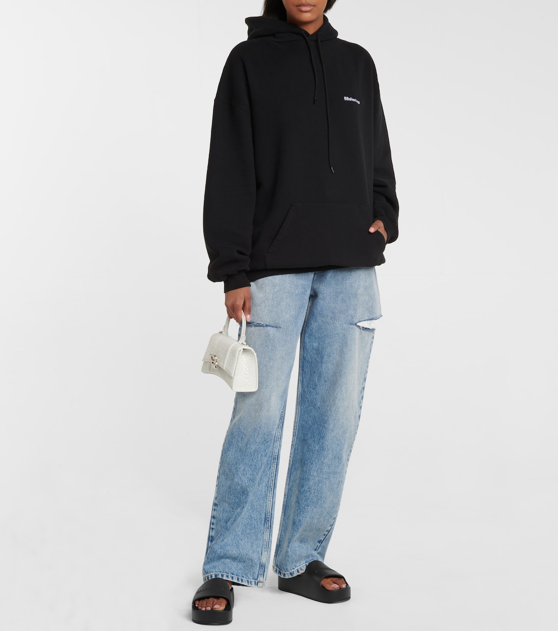 Mules à plateforme en caoutchouc à logo | Balenciaga