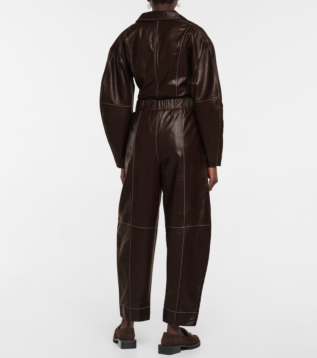 Mid-rise wide-leg leather pants | Ganni