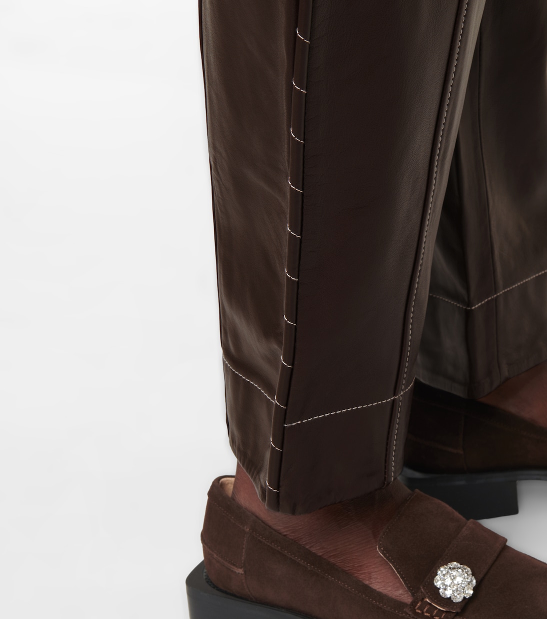 Mid-rise wide-leg leather pants | Ganni