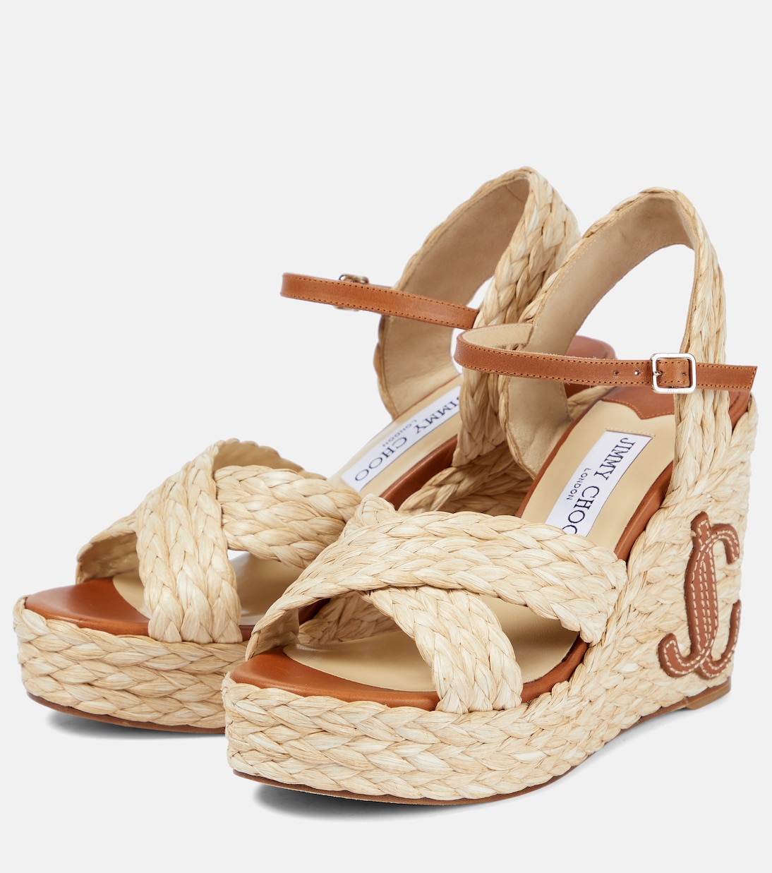 Dellena 100 raffia wedge sandals | Jimmy Choo