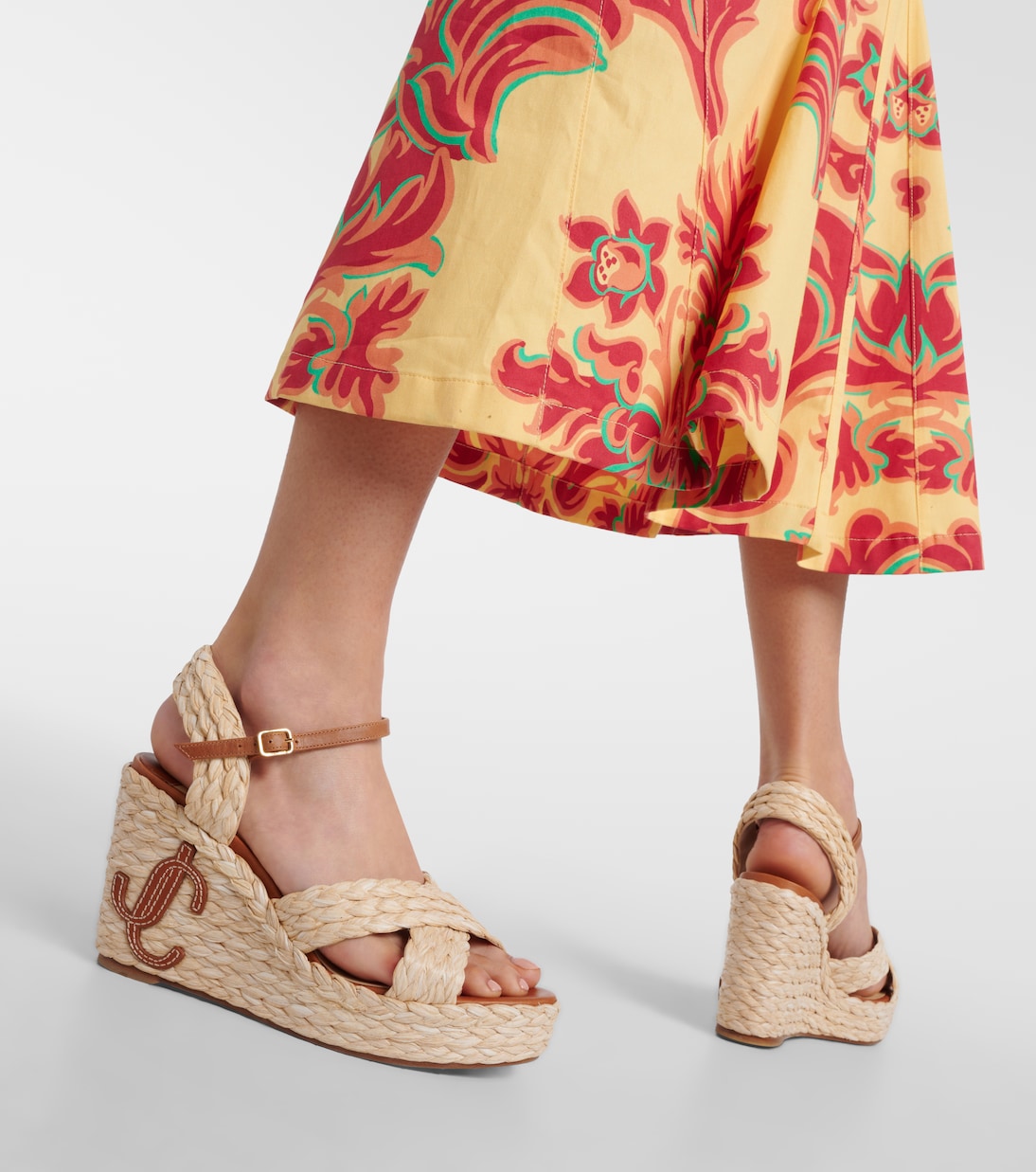 Dellena 100 raffia wedge sandals | Jimmy Choo