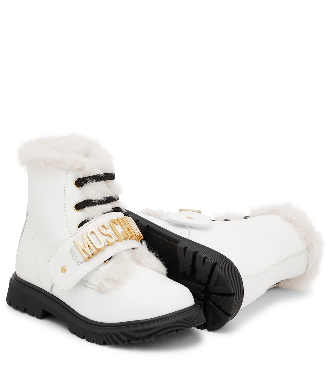 Stivaletti in pelle con logo | Moschino Kids