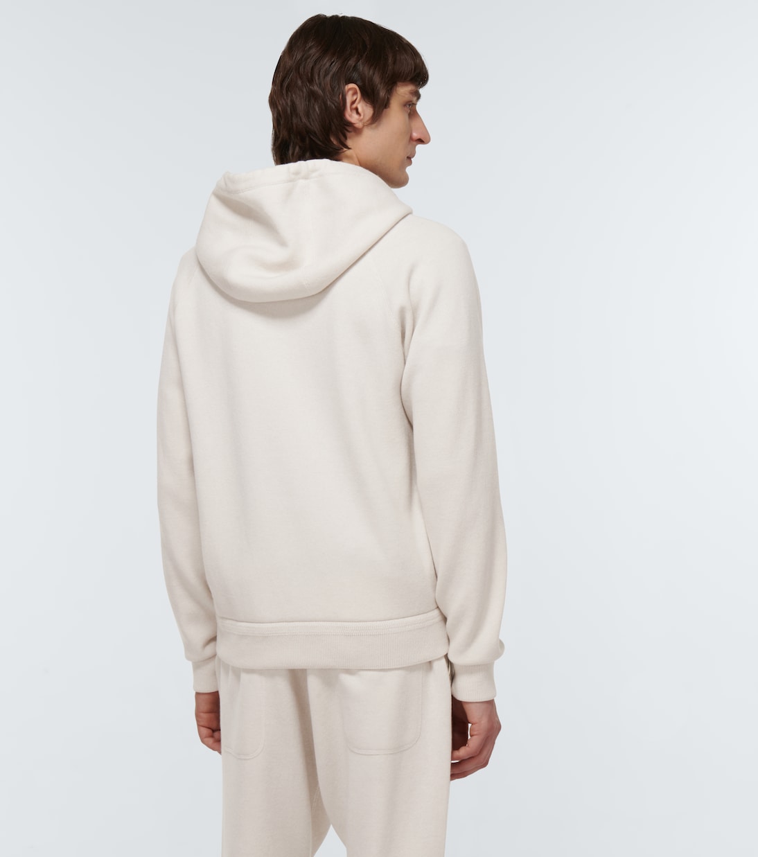 Leather trimmed cashmere hoodie in beige Tom Ford Mytheresa