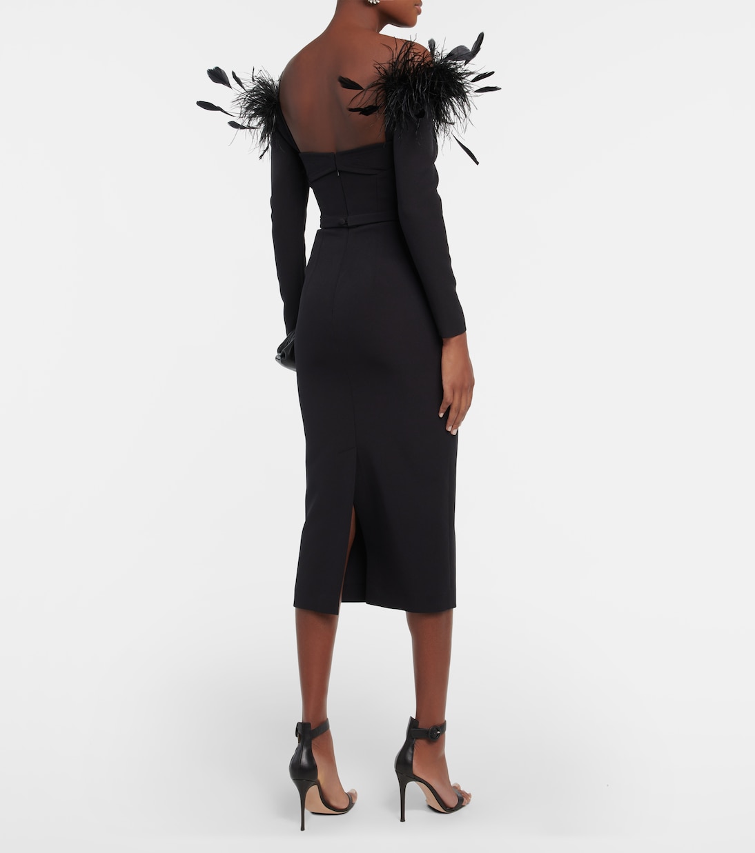 Midikleid mit Federn | Safiyaa