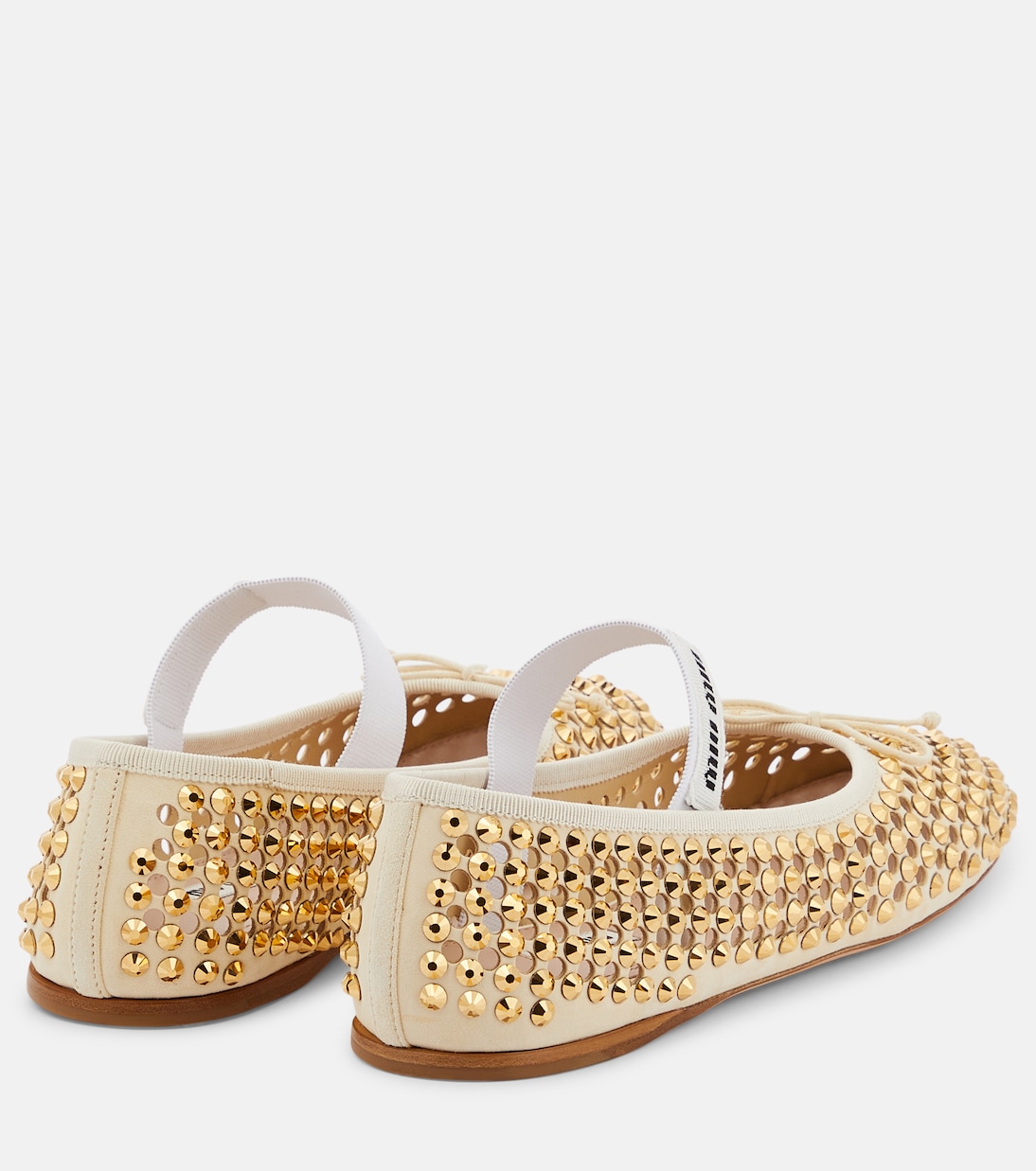 Ballerine in pelle con cristalli | Miu Miu