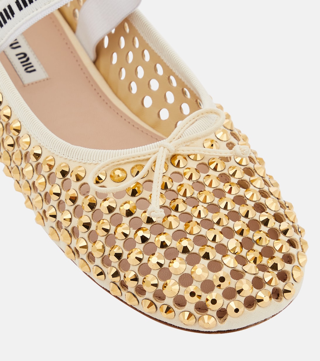 Ballerine in pelle con cristalli | Miu Miu