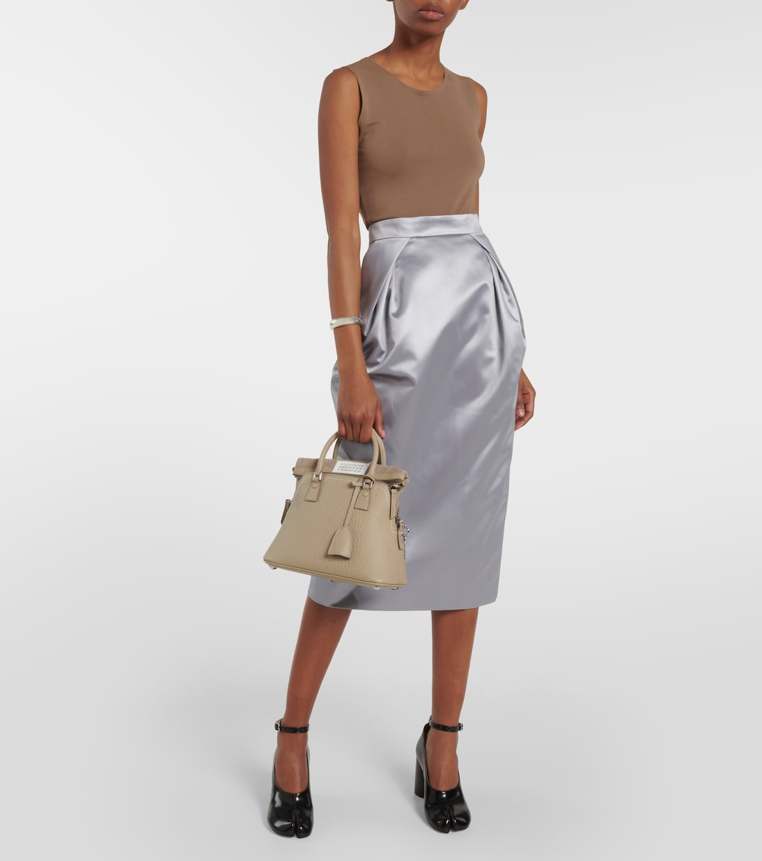 Falda midi de satén drapeada | Maison Margiela