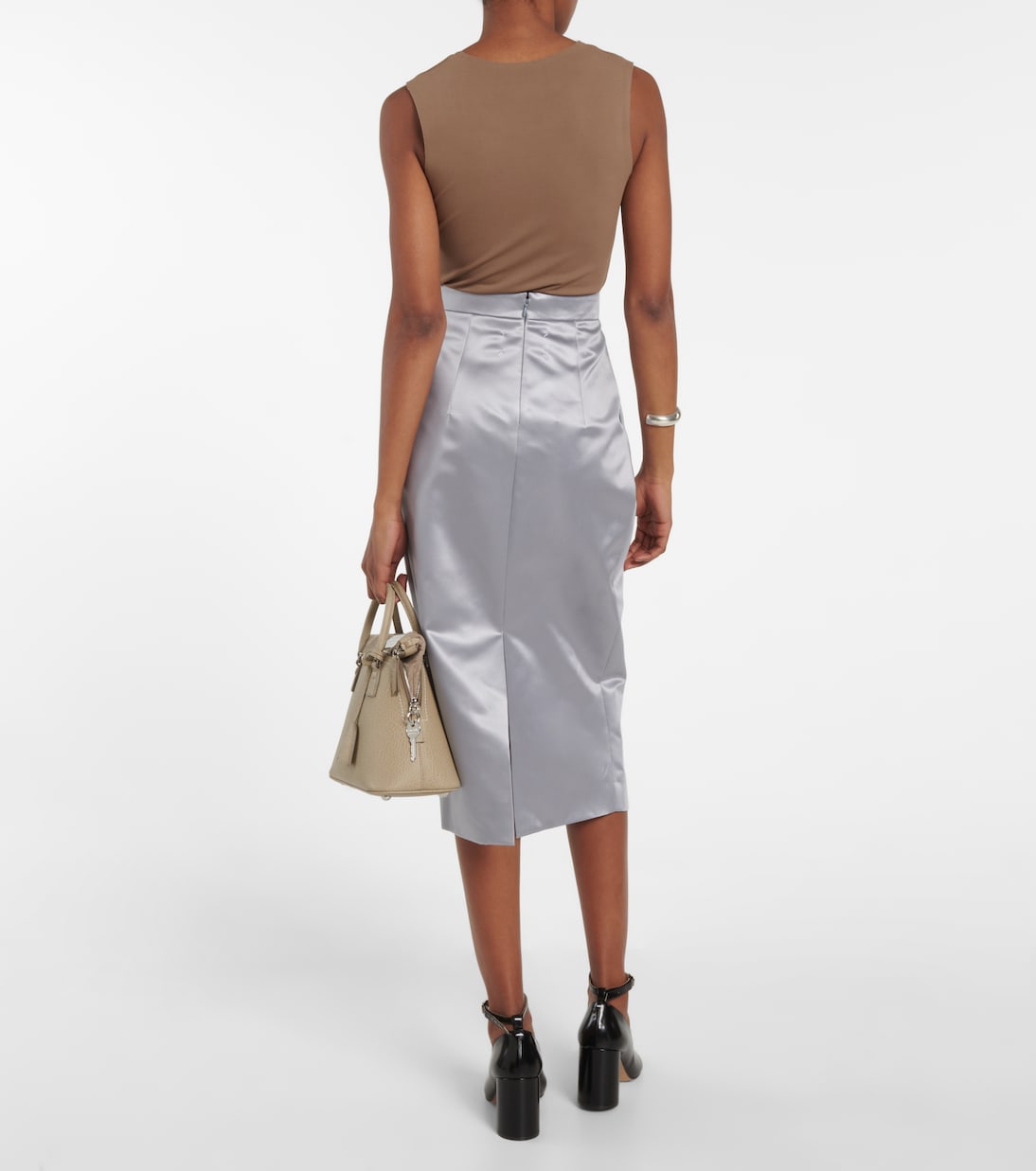 Falda midi de satén drapeada | Maison Margiela