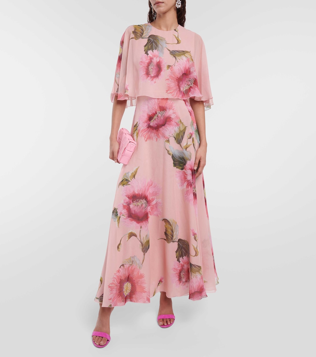 Caped floral silk georgette gown | Giambattista Valli